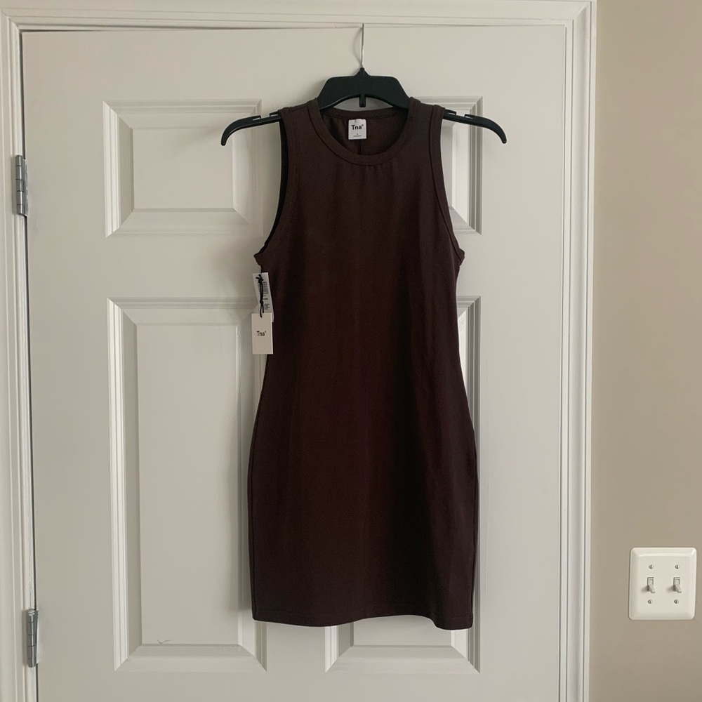 Tna by aritzia queens dress in rich mocha brown